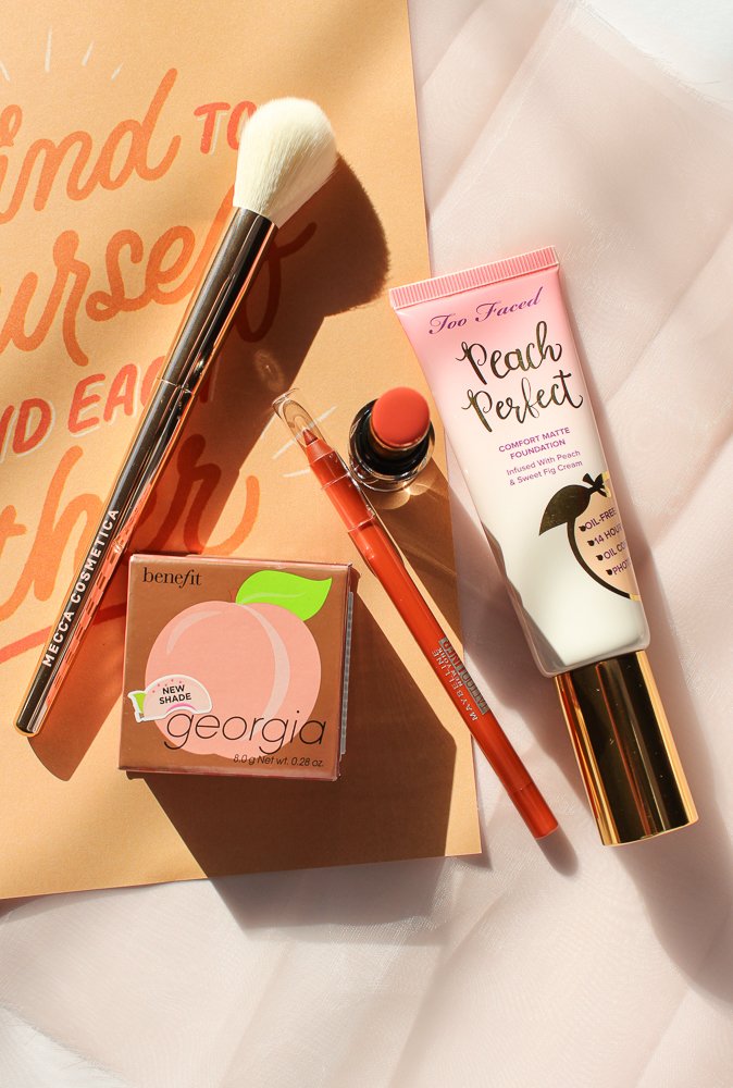 Peach makeup look